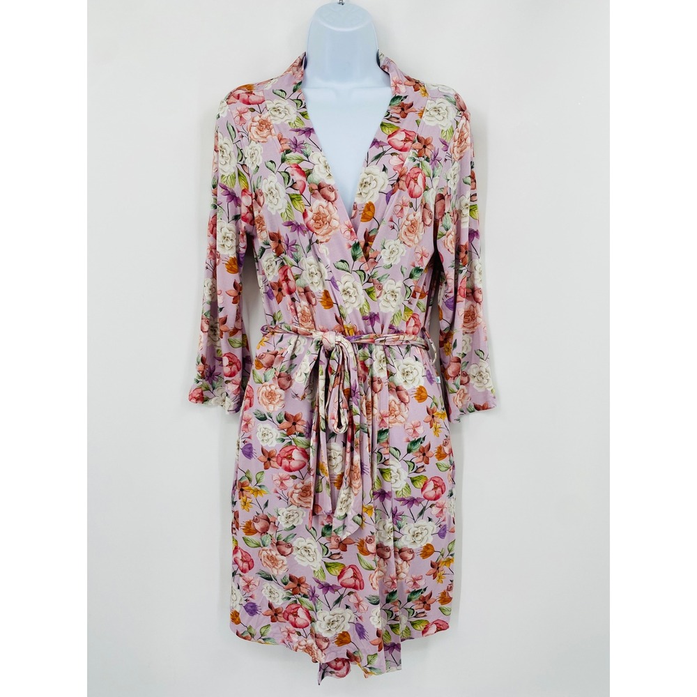 Posh Peanut Floral Robe Women S/M Pink Bamboo Viscose Loungewear